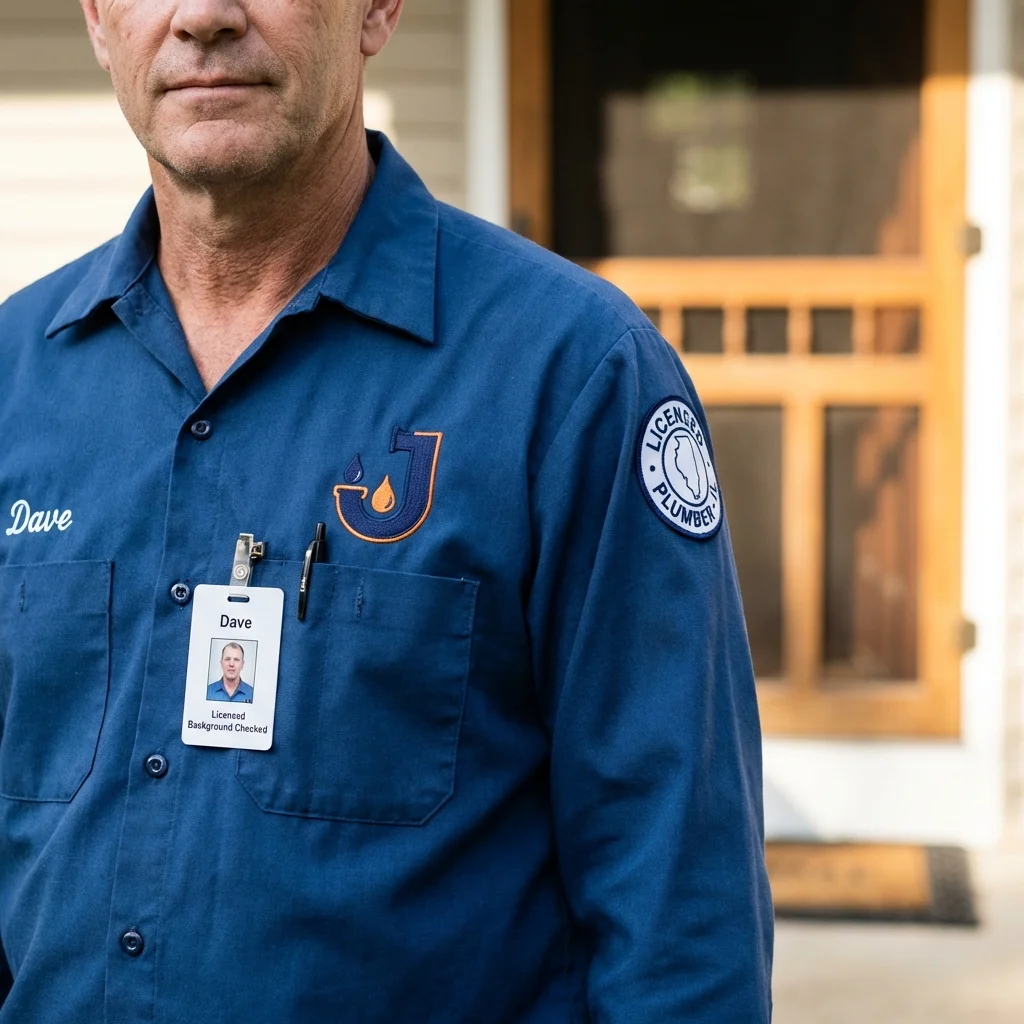 Licensed plumber showing ID badge in Mogadore, OH